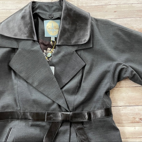 Tracy Reese Detachable Leather Collar Suit Jacket - Picture 4 of 11